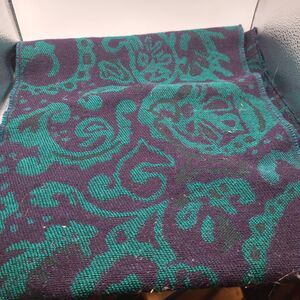Gorgeous Woven Navy Blue Green Paisley Scarf 11in wide by 60in long